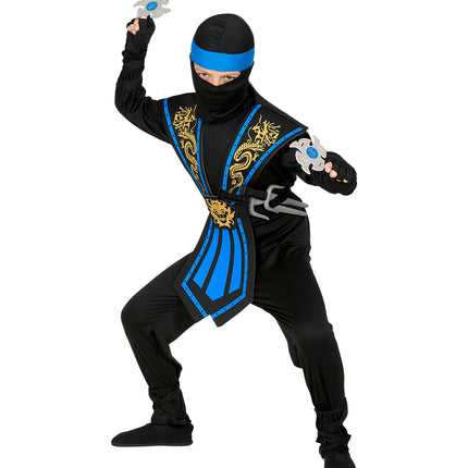 e-carnavalskleding-SYK Ninja pak kinderen Kombat blauw