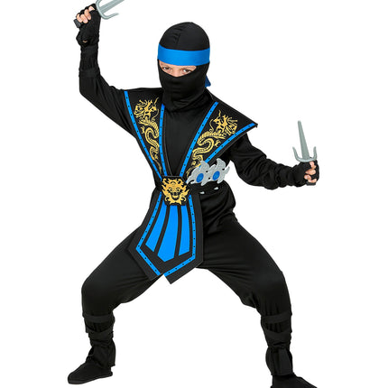 e-carnavalskleding-SYK Ninja pak kinderen Kombat blauw