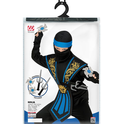 e-carnavalskleding-SYK Ninja pak kinderen Kombat blauw
