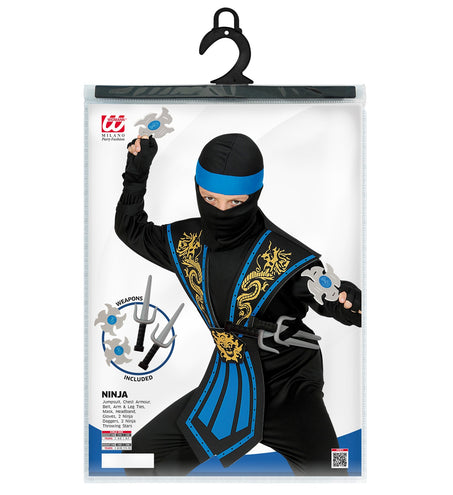 e-carnavalskleding-SYK Ninja pak kinderen Kombat blauw