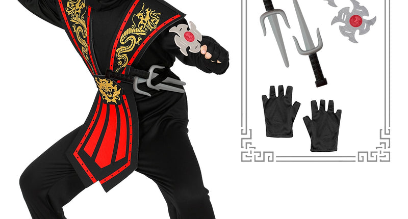 e-carnavalskleding-SYK Ninja pak kinderen Kombat rood