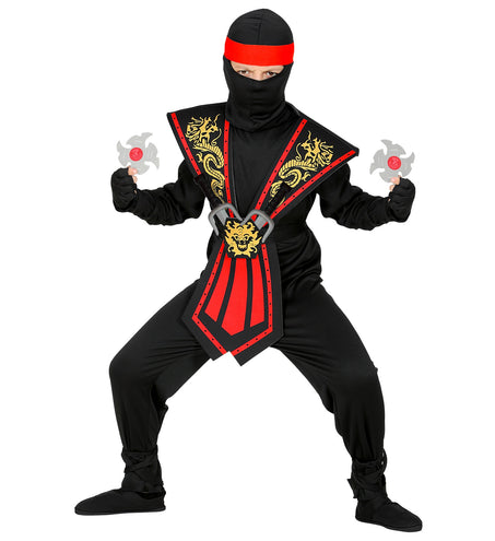 e-carnavalskleding-SYK Ninja pak kinderen Kombat rood