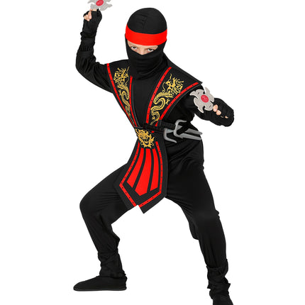 e-carnavalskleding-SYK Ninja pak kinderen Kombat rood
