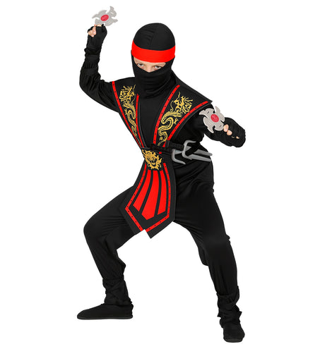 e-carnavalskleding-SYK Ninja pak kinderen Kombat rood