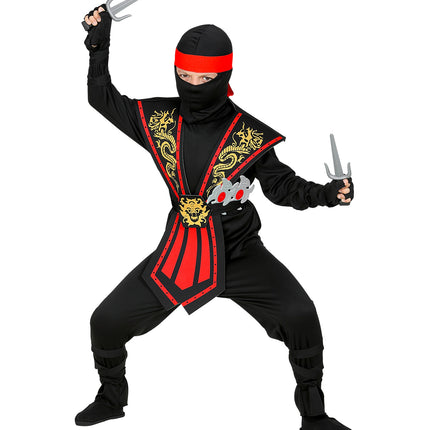 e-carnavalskleding-SYK Ninja pak kinderen Kombat rood