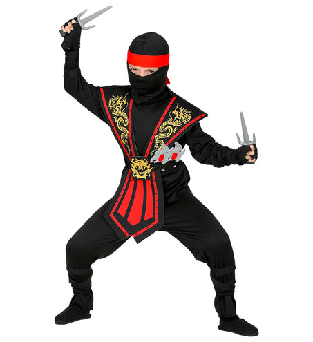 e-carnavalskleding-SYK Ninja pak kinderen Kombat rood