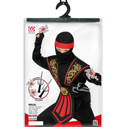 e-carnavalskleding-SYK Ninja pak kinderen Kombat rood
