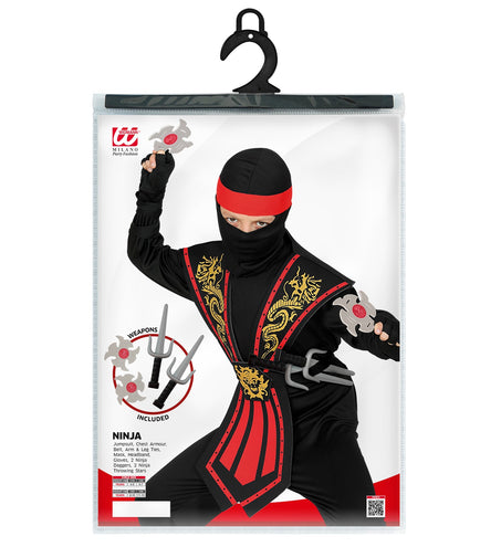 e-carnavalskleding-SYK Ninja pak kinderen Kombat rood