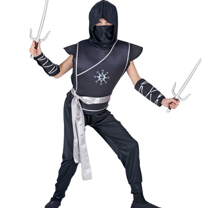 e-carnavalskleding-SYK Ninja pak Kona zilver kind