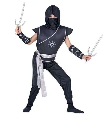 e-carnavalskleding-SYK Ninja pak Kona zilver kind