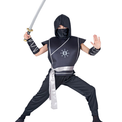 e-carnavalskleding-SYK Ninja pak Kona zilver kind