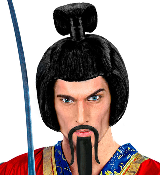 e-carnavalskleding-SYK Ninja pruik Samurai vechter zwart