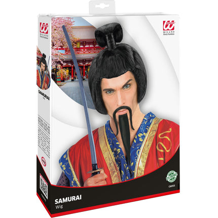 e-carnavalskleding-SYK Ninja pruik Samurai vechter zwart