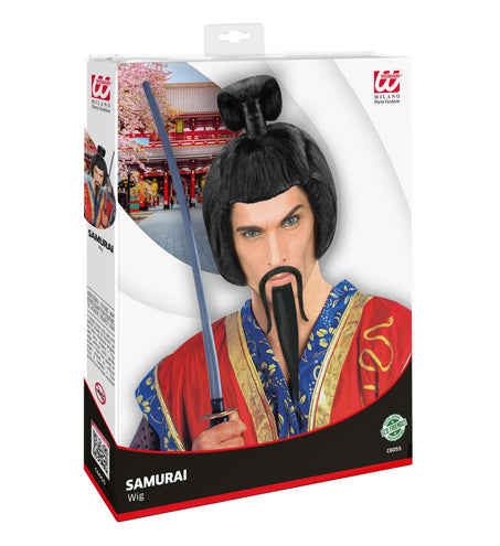 e-carnavalskleding-SYK Ninja pruik Samurai vechter zwart