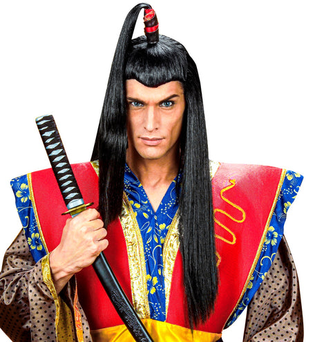 e-carnavalskleding-SYK Ninja pruik Samurai zwart