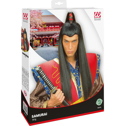 e-carnavalskleding-SYK Ninja pruik Samurai zwart