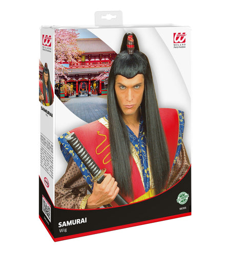 e-carnavalskleding-SYK Ninja pruik Samurai zwart