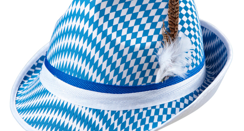 e-carnavalskleding-SYK Oktoberfest gleufhoed met veer blauw wit
