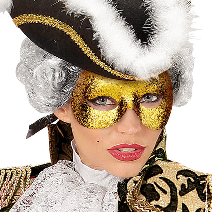 e-carnavalskleding-SYK Oogmasker goud met glitters