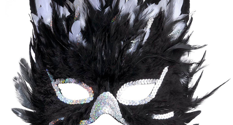 e-carnavalskleding-SYK Oogmasker kat met veertjes