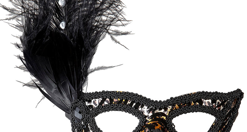 e-carnavalskleding-SYK Oogmasker luipaard met veren