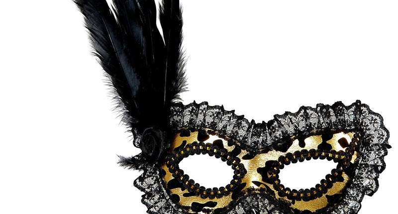 e-carnavalskleding-SYK Oogmasker met kant en veren