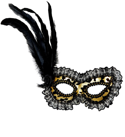 e-carnavalskleding-SYK Oogmasker met kant en veren