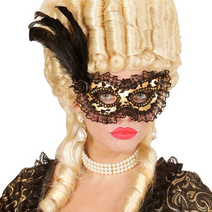 e-carnavalskleding-SYK Oogmasker met kant en veren