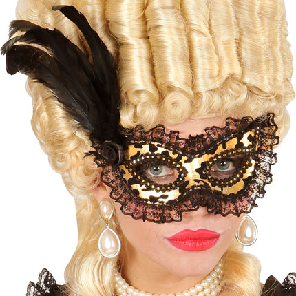 e-carnavalskleding-SYK Oogmasker met kant en veren