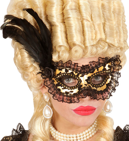 e-carnavalskleding-SYK Oogmasker met kant en veren