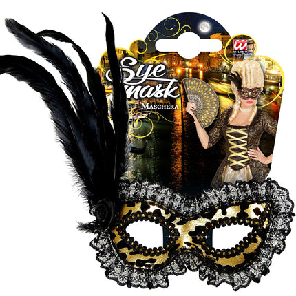 e-carnavalskleding-SYK Oogmasker met kant en veren