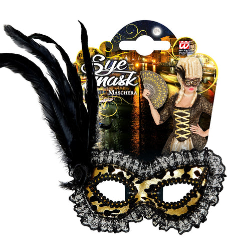 e-carnavalskleding-SYK Oogmasker met kant en veren