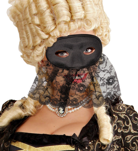e-carnavalskleding-SYK Oogmasker met kanten sluier zwart