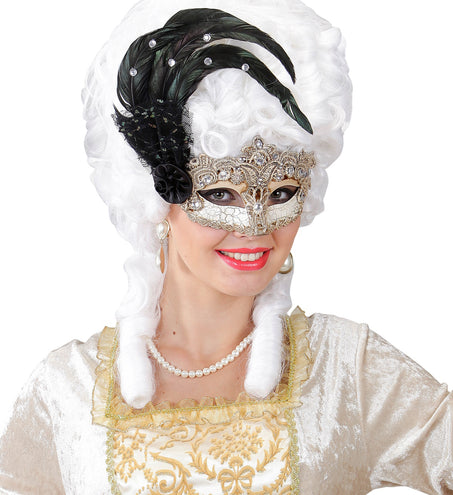 e-carnavalskleding-SYK Oogmasker met zwarte veren