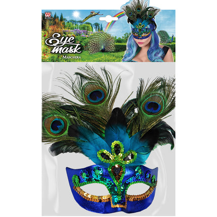 e-carnavalskleding-SYK Oogmasker pauw met veren