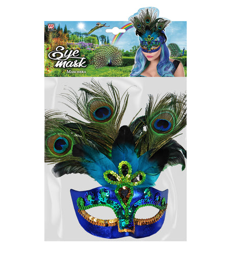 e-carnavalskleding-SYK Oogmasker pauw met veren
