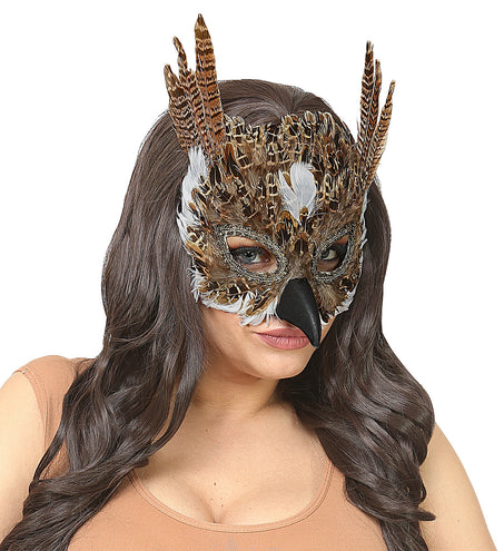 e-carnavalskleding-SYK Oogmasker uil met veren