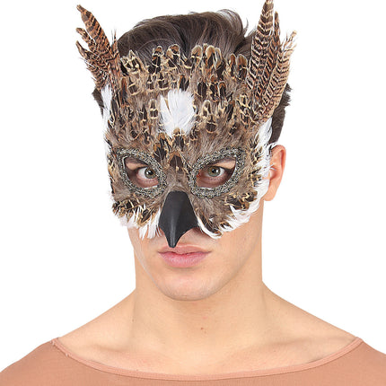 e-carnavalskleding-SYK Oogmasker uil met veren