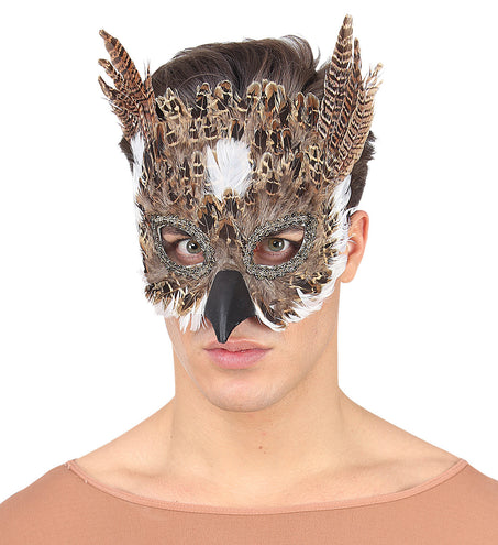 e-carnavalskleding-SYK Oogmasker uil met veren