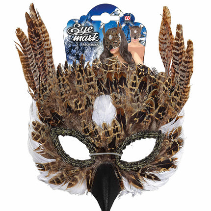 e-carnavalskleding-SYK Oogmasker uil met veren
