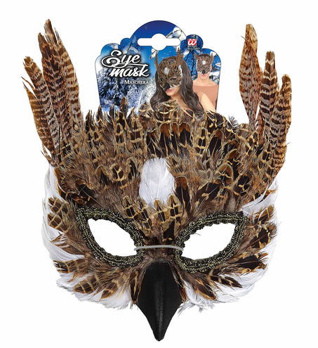 e-carnavalskleding-SYK Oogmasker uil met veren