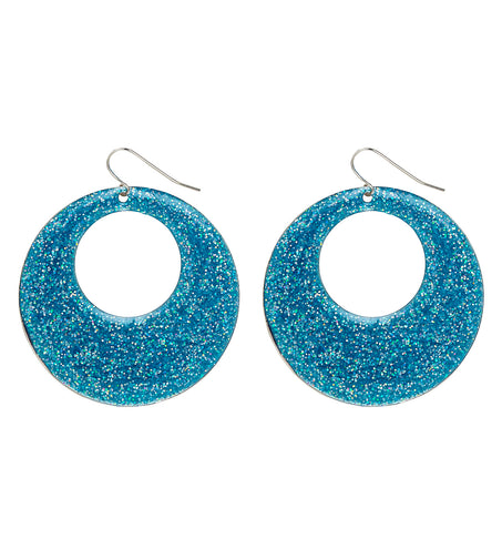 e-carnavalskleding-SYK Oorbellen glitter in azur blauw
