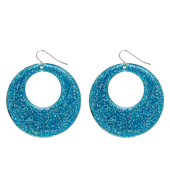 e-carnavalskleding-SYK Oorbellen glitter in azur blauw