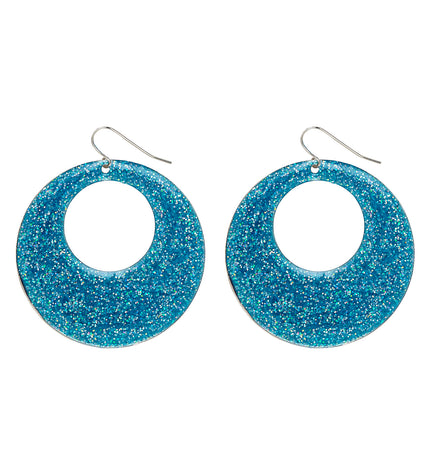 e-carnavalskleding-SYK Oorbellen glitter in azur blauw