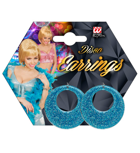 e-carnavalskleding-SYK Oorbellen glitter in azur blauw