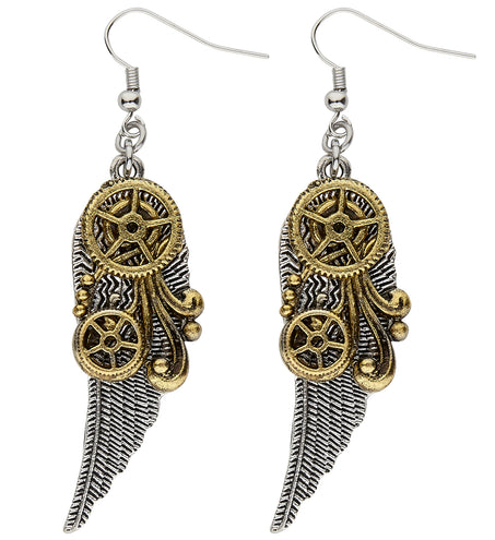 e-carnavalskleding-SYK Oorbellen steampunk met vleugels