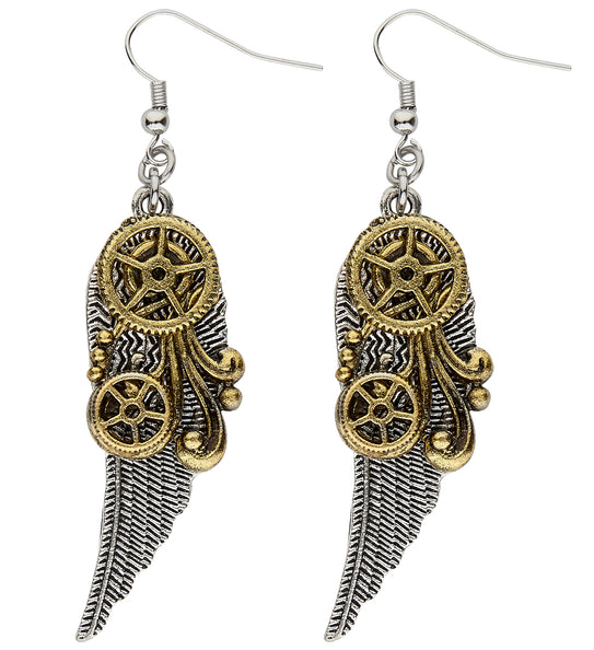 e-carnavalskleding-SYK Oorbellen steampunk met vleugels