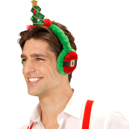 e-carnavalskleding-SYK Oorwarmers met kerstboom