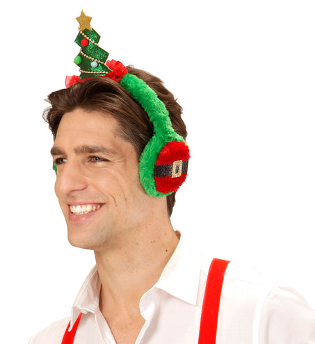 e-carnavalskleding-SYK Oorwarmers met kerstboom