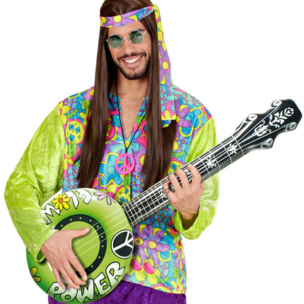 e-carnavalskleding-SYK Opblaasbare banjo Hippie Flower power groen